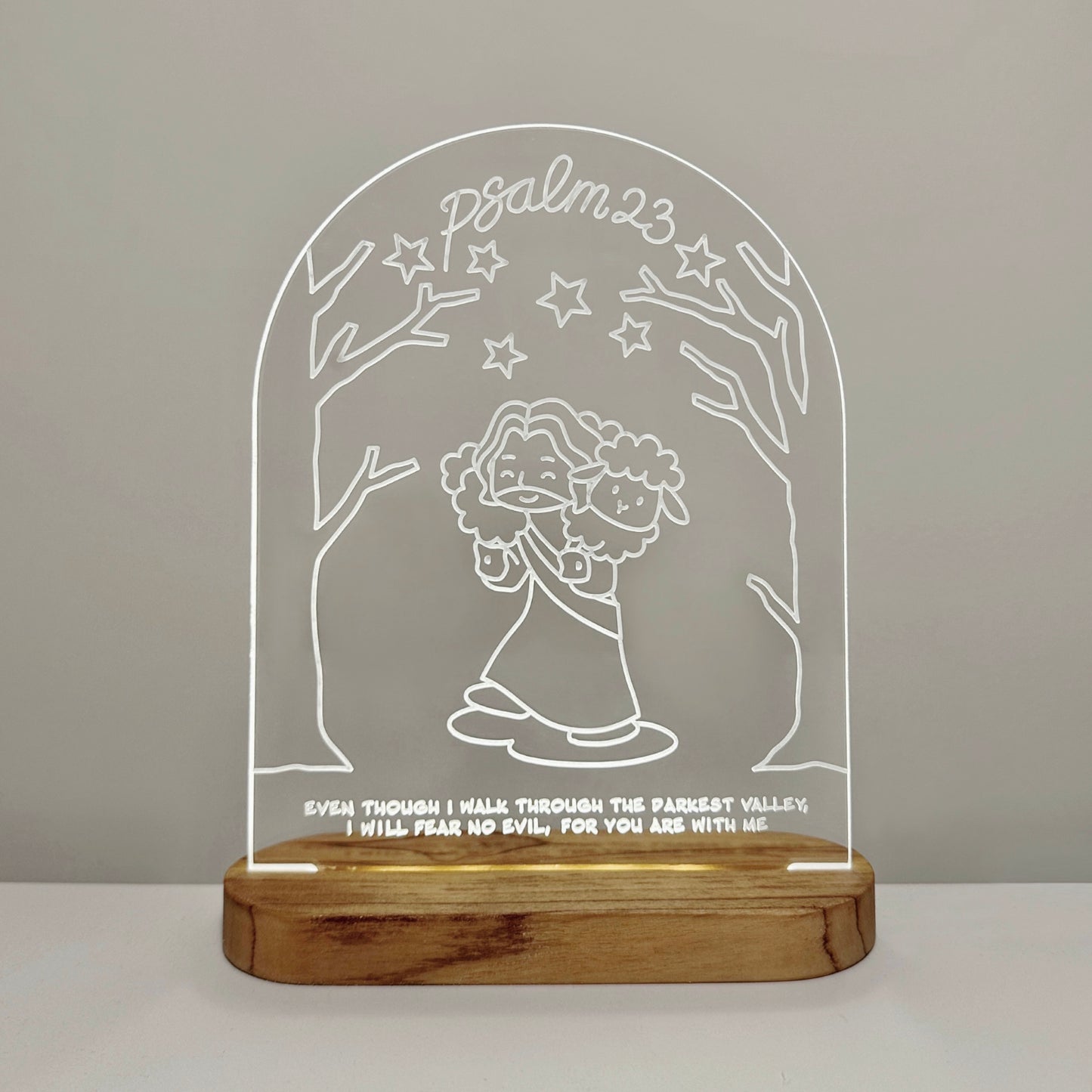 Psalm 23.4 Engraved Acrylic Wood Sign